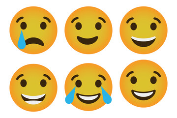 set of emoticon smile icons Cartoon emoji set vector design