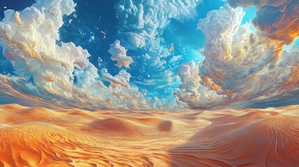 Surreal desert landscape with dramatic cloudscape.