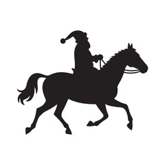 Santa Claus riding a horse silhouette vector art illustration design