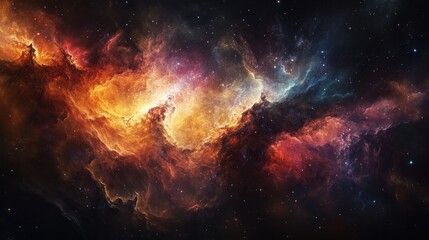 Fototapeta premium Cosmic Nebula: A Fiery Dance of Celestial Gases and Stars