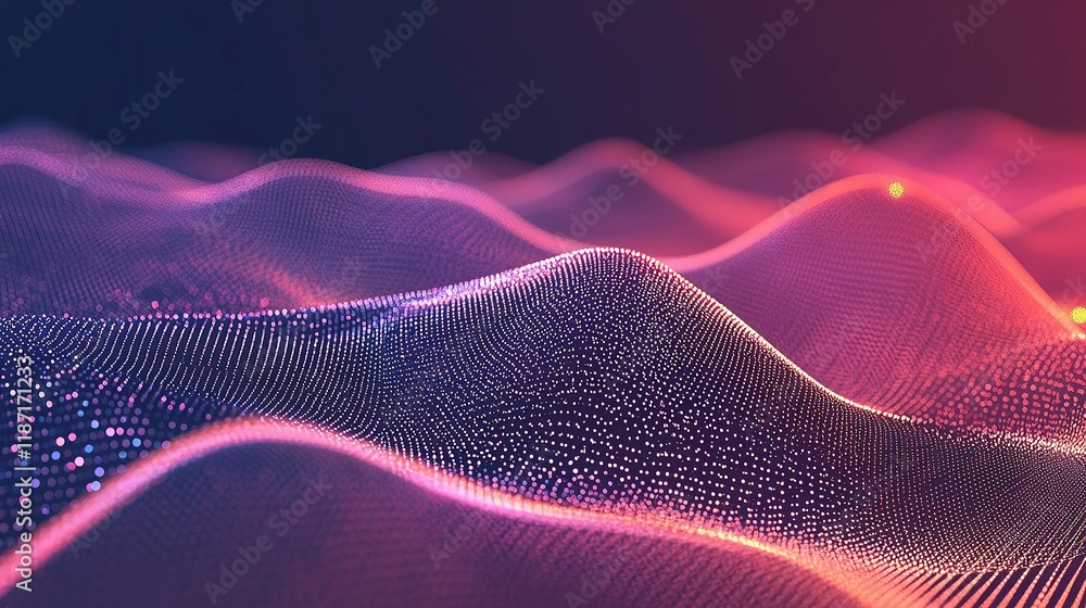 Poster interconnected grid of dots and lines in smart city concept visualization