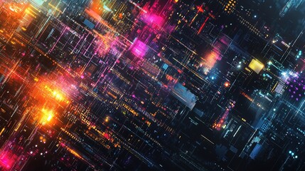 Abstract Digital Technology Concept with Colorful Light Lines