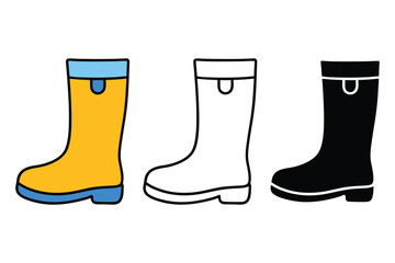 rain boots. color, line art, and silhouette