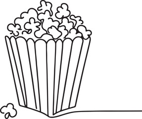 Creative Line Drawing of Popcorn for Vector Art