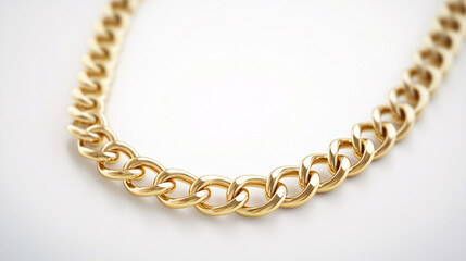 Obraz premium A bold gold chain necklace with a detailed close-up view highlighting its polished finish and chunky link design on white background 