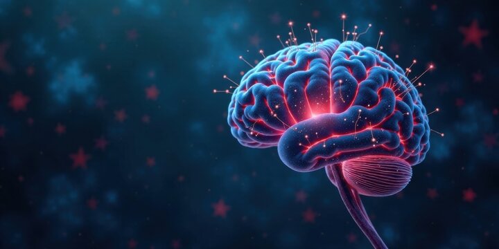 Illuminated Neural Pathways A Detailed Representation of the Human Brain's Complex Interconnections and Glowing Synaptic Activity