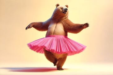 Obraz premium a dancing bear wearing a dance skirt