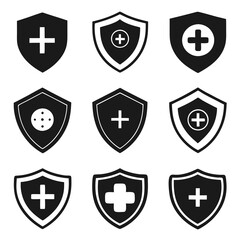 Shield Icons with Various Security Symbols