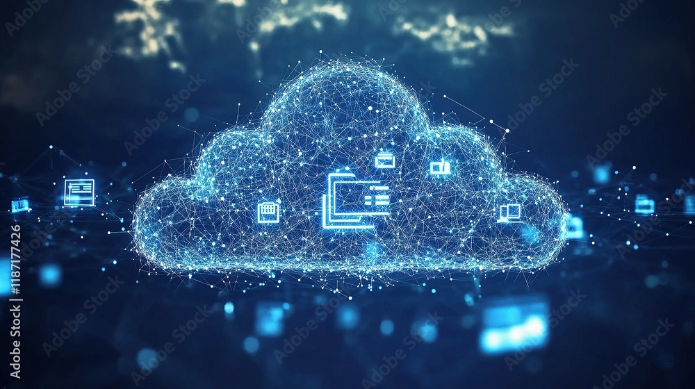 Poster Digital Transformation Concept with Interconnected Data Networks
