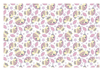 Seamless repeating pattern with adorable unicorn on white background. Design for printing on a t-shirt, poster, banner. Beautiful print for t-shirt, shopper, notebooks, covers, posters and cards