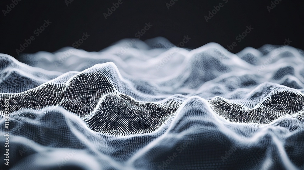 Poster abstract white background with flowing particles and lines