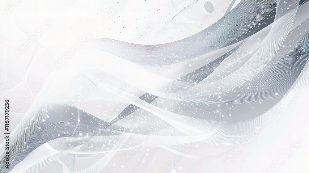 Poster gray and white flowing abstract particle background in 2d design