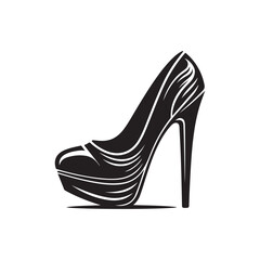 Black Color Woman Shoe silhouette design Vector Illustration, Solid White Background 5.eps