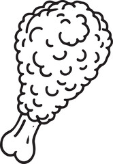 Crispy Chicken Leg Line Art for Food Illustrations