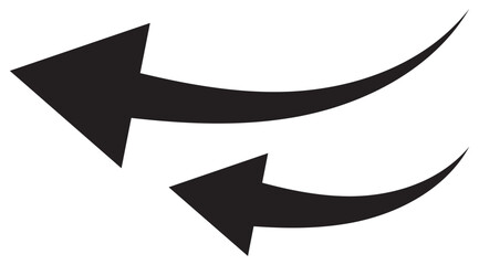 Long arrows icon. Long curved hand drawn arrow isolated.