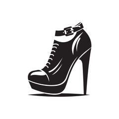 Black Color Woman Shoe silhouette design Vector Illustration, Solid White Background 22.eps