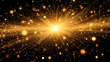 Naklejka premium Golden Radiance: A Burst of Sparkling Light and Festive Glitter