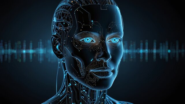 A futuristic digital silhouette of artificial intelligence technologie