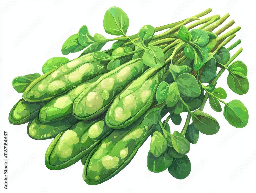 Poster fresh pea shoots isolated on white background for culinary use high-quality image clean environment 