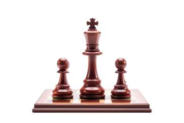 Elegant wooden chess pieces on a polished board set for a strategic match in a minimalist style