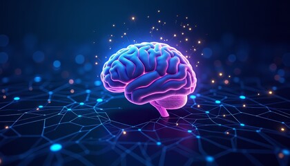 Vibrant abstract brain with glowing neural connections and sparks of creativity.