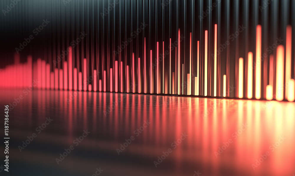 Poster dynamic sound visualization music industry digital art studio environment low angle exploring concep