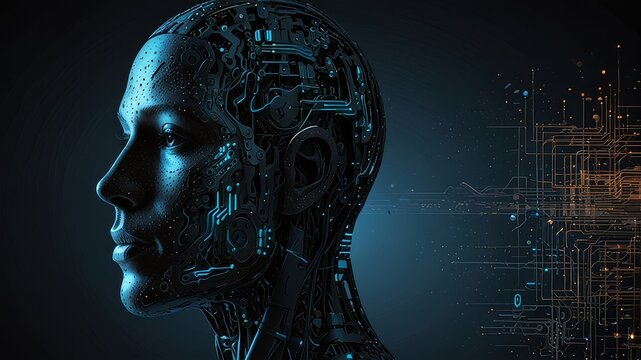 A futuristic digital silhouette of artificial intelligence technologie