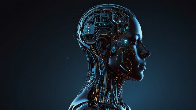 A futuristic digital silhouette of artificial intelligence technologie