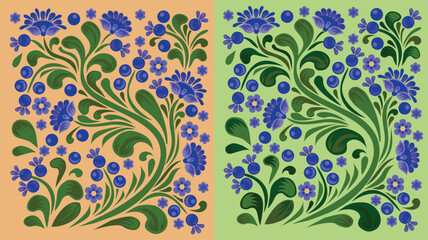 Vector ornament with blueberries