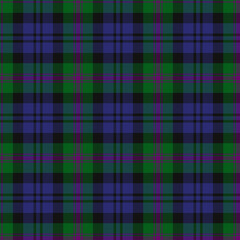 Green, Blue, Black, Purple Tartan Weave Pattern - Tile