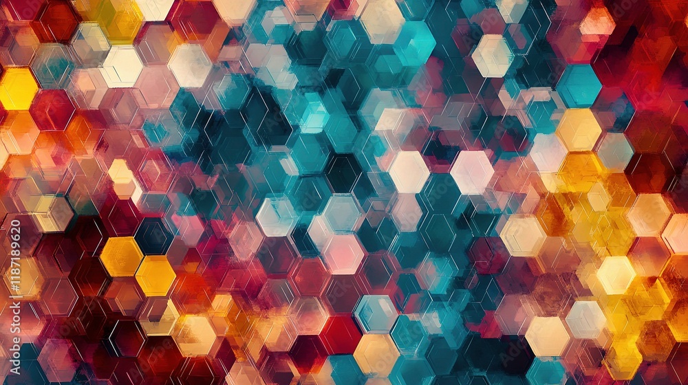 Aufkleber vibrant geometric hexagonal pattern in abstract design