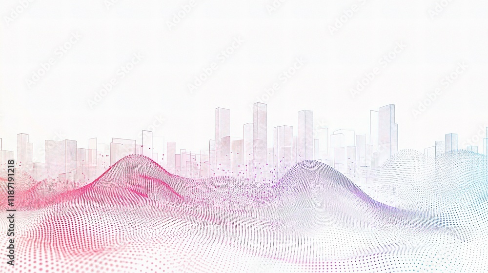 Poster abstract smart city concept with connected points and lines