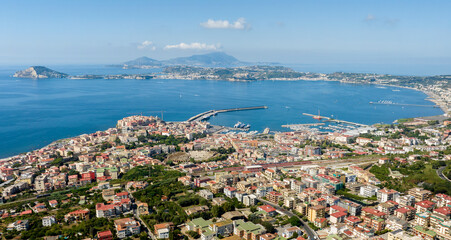 Aerial view of Pozzuoli, a town of the Metropolitan City of Naples, in Campania, Italy. It's the...