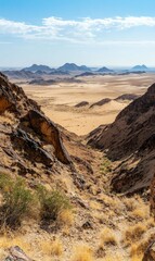 Naklejka premium Desert Vista: Mountains and Scenic Horizon