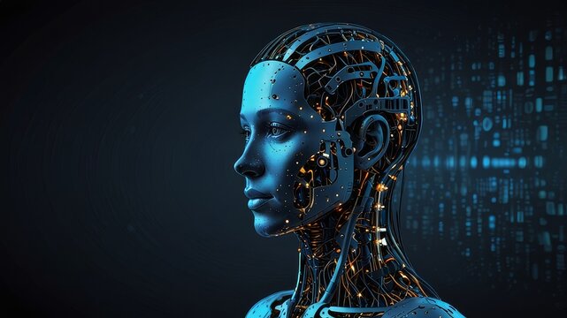 A futuristic digital silhouette of artificial intelligence technologie