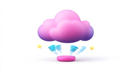 A colorful cloud icon with wavy lines, symbolizing data transfer or connectivity, on a white background.