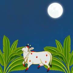 
A Beautiful Cow Pichwai Painting with Lotus for Interior Wall Decoration