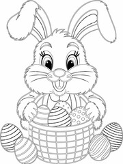 happy easter, easter bunny coloring page. printable. vol 1.
