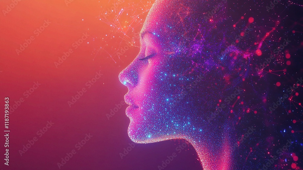 Poster futuristic visualization of artificial intelligence and big data concept