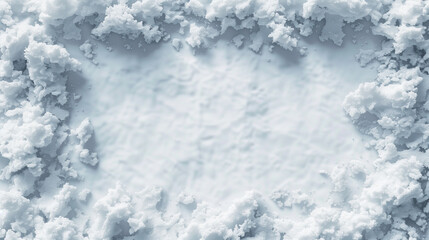 Fototapeta premium Snow-covered frame with empty space in the middle, on transparent background. Cut out snowy border. Perfect for framing winter or holiday-themed designs, creating frosty, seasonal atmosphere. 3D 