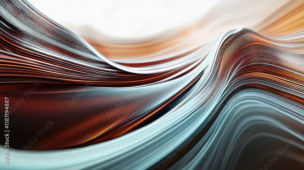 Poster abstract flowing waves with dynamic lines in modern design