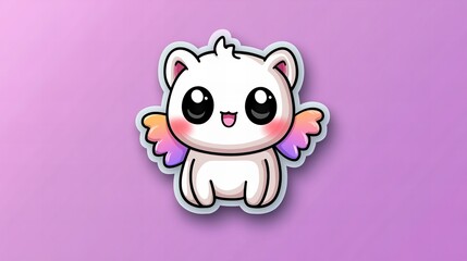 Fototapeta premium Adorable kawaii-style winged kitty, pastel colors, cheerful expression. Perfect for kids' content!