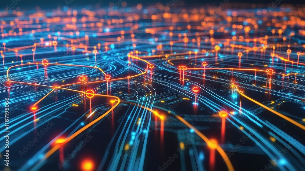 Poster futuristic network background with interconnected lines and scale