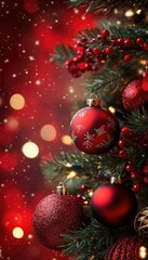 Fototapeta premium Festive Christmas Tree with Ornaments