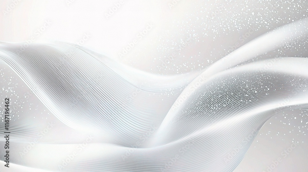 Poster flowing gray and white abstract particle lines background design