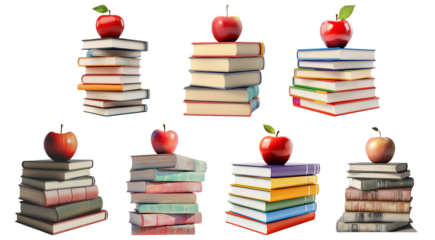 Pack Stack of Books, Ideal for Educational, Study, and Back-to-School Themes