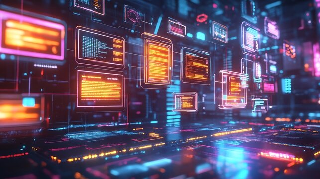 Personalization tools depicted glowing dynamic menus floating a vibrant futuristic environment