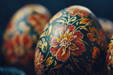 Easter eggs with floral patterns