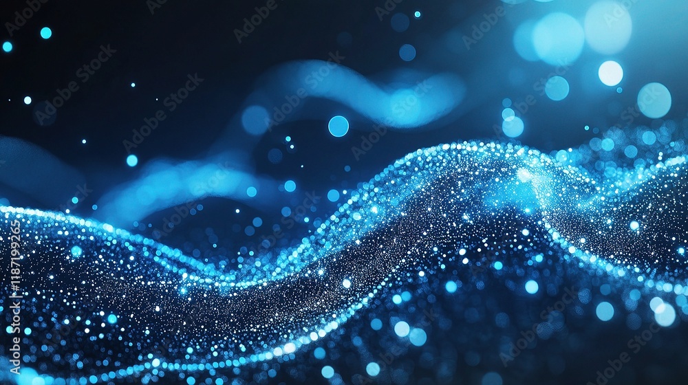 Poster flowing abstract white background with particles and lines visual