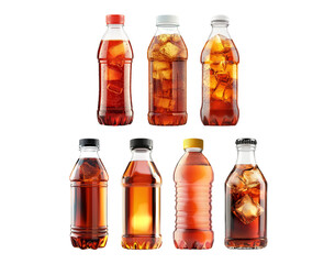 Pack Iced Tea Bottle set Against a Transparent Background for Beverage, Refreshment, or Drink Photography